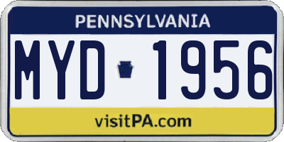 PA license plate MYD1956