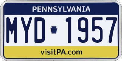 PA license plate MYD1957