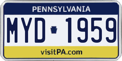 PA license plate MYD1959
