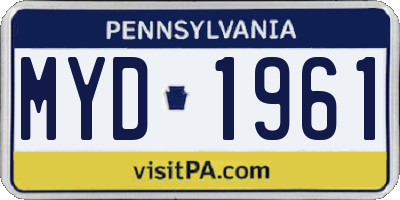 PA license plate MYD1961