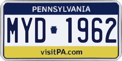 PA license plate MYD1962