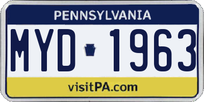PA license plate MYD1963