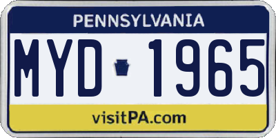 PA license plate MYD1965