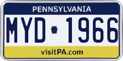 PA license plate MYD1966