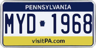 PA license plate MYD1968