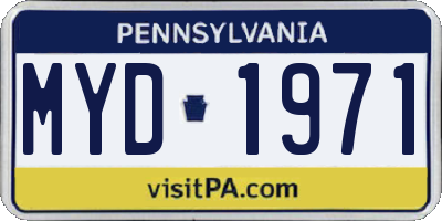 PA license plate MYD1971
