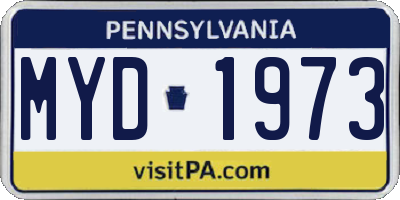 PA license plate MYD1973