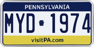 PA license plate MYD1974