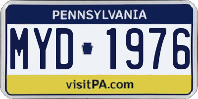 PA license plate MYD1976