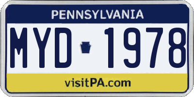 PA license plate MYD1978