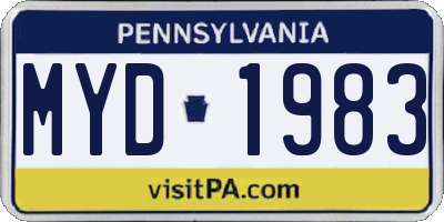 PA license plate MYD1983