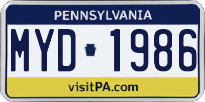 PA license plate MYD1986