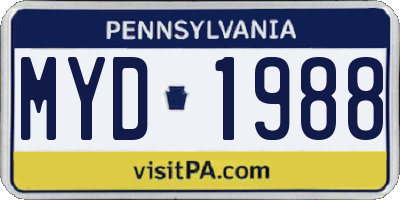 PA license plate MYD1988