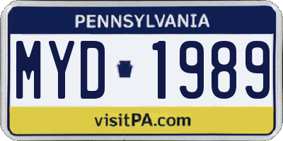 PA license plate MYD1989