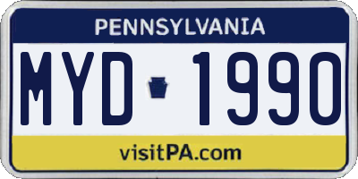 PA license plate MYD1990