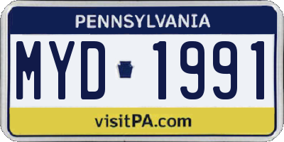 PA license plate MYD1991