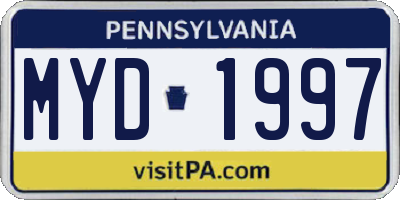 PA license plate MYD1997