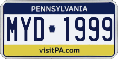 PA license plate MYD1999