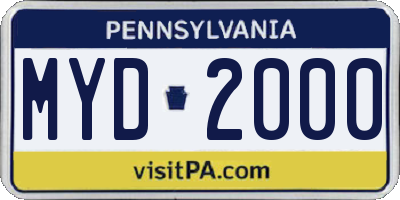 PA license plate MYD2000