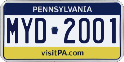 PA license plate MYD2001