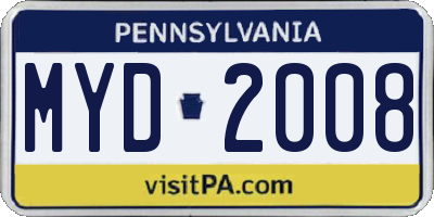 PA license plate MYD2008