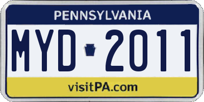 PA license plate MYD2011