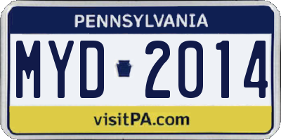 PA license plate MYD2014