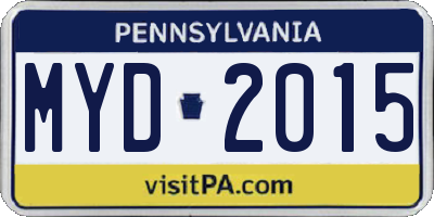 PA license plate MYD2015