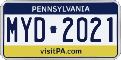 PA license plate MYD2021