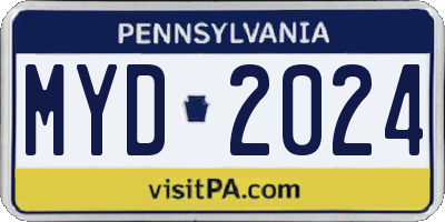 PA license plate MYD2024