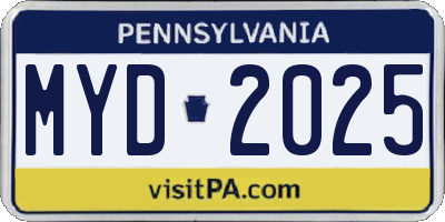 PA license plate MYD2025