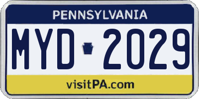 PA license plate MYD2029