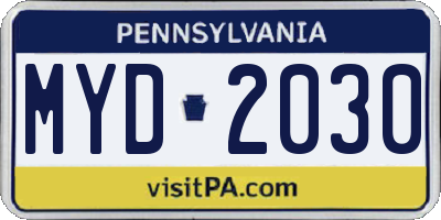 PA license plate MYD2030