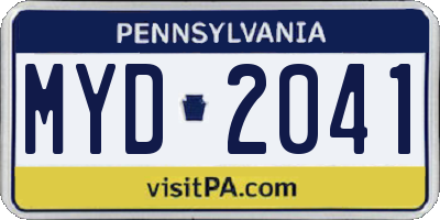 PA license plate MYD2041