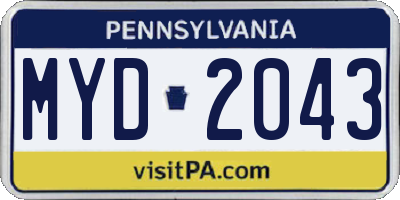 PA license plate MYD2043