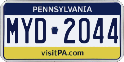 PA license plate MYD2044