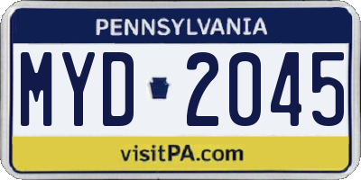 PA license plate MYD2045