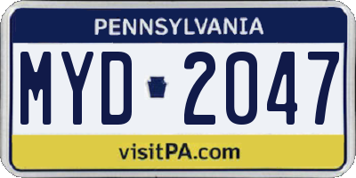 PA license plate MYD2047