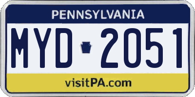PA license plate MYD2051