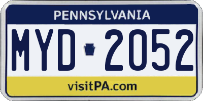 PA license plate MYD2052