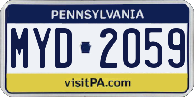 PA license plate MYD2059