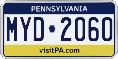 PA license plate MYD2060