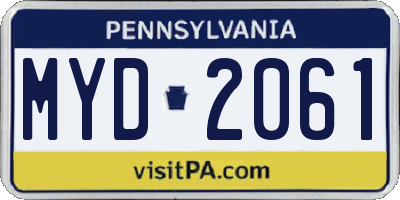 PA license plate MYD2061