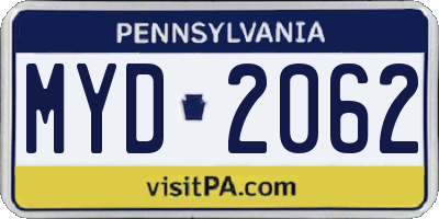 PA license plate MYD2062