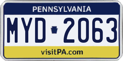 PA license plate MYD2063