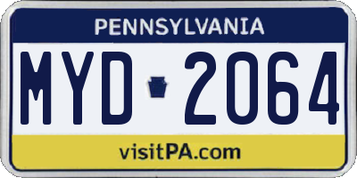 PA license plate MYD2064