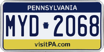 PA license plate MYD2068