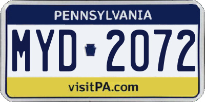 PA license plate MYD2072