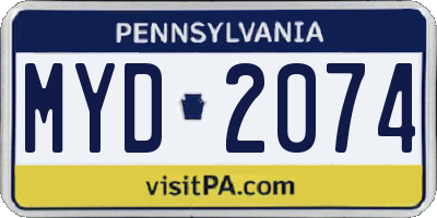 PA license plate MYD2074