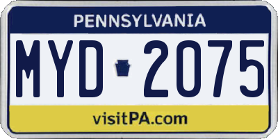 PA license plate MYD2075